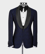 Black Satin Collar Navy Blue Tuxedo