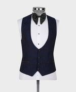 Black Satin Collar Navy Blue Tuxedo