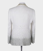 Valerio Milano Men's Gem Stone Detailed White Special Tuxedo Custom Desing Vest Suit