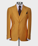 Valerio Milano 3-Piece Italian Men's Suit Camel 100% Wool Triple Classic Vest Suit W/ Straight Leg Trousers