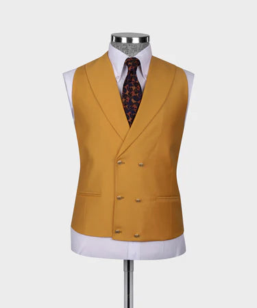 Valerio Milano 3-Piece Italian Men's Suit Camel 100% Wool Triple Classic Vest Suit W/ Straight Leg Trousers