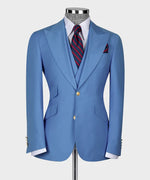 Valerio Milano 3-Piece Italian Men's Suit100% Wool Point Seam Triple Classic Vest Suit W/ Straight Leg Trouser