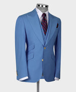 Valerio Milano 3-Piece Italian Men's Suit100% Wool Point Seam Triple Classic Vest Suit W/ Straight Leg Trouser