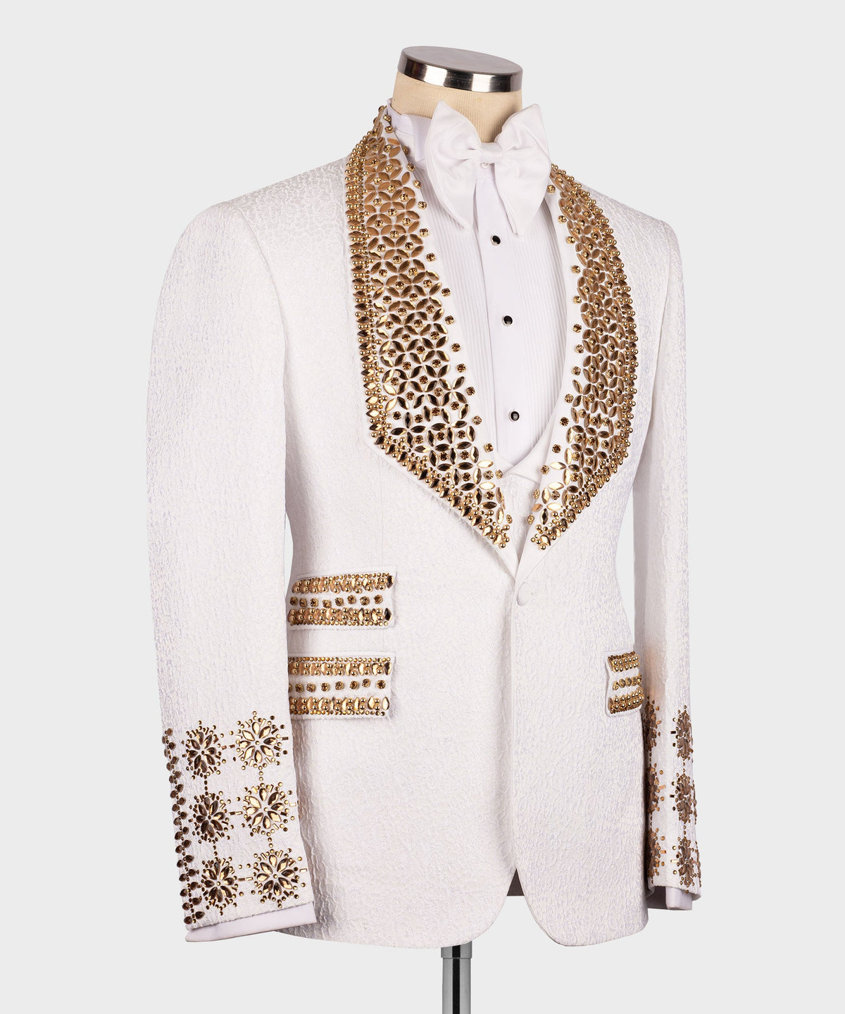 Valerio Milano Men's White Custom Desing Front One Button Vest Suit W/ Pant