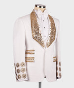 Valerio Milano Men's White Custom Desing Front One Button Vest Suit W/ Pant
