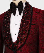Valerio Milano 3-Piece Italian Men's Suit Red Gem Stone Red Custom Tuxedo Suit