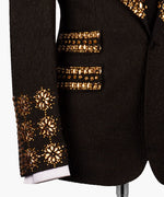 Valerio Milano Men's Gold Gem Stone Black Tuxedo Custom Desing Vest Suit