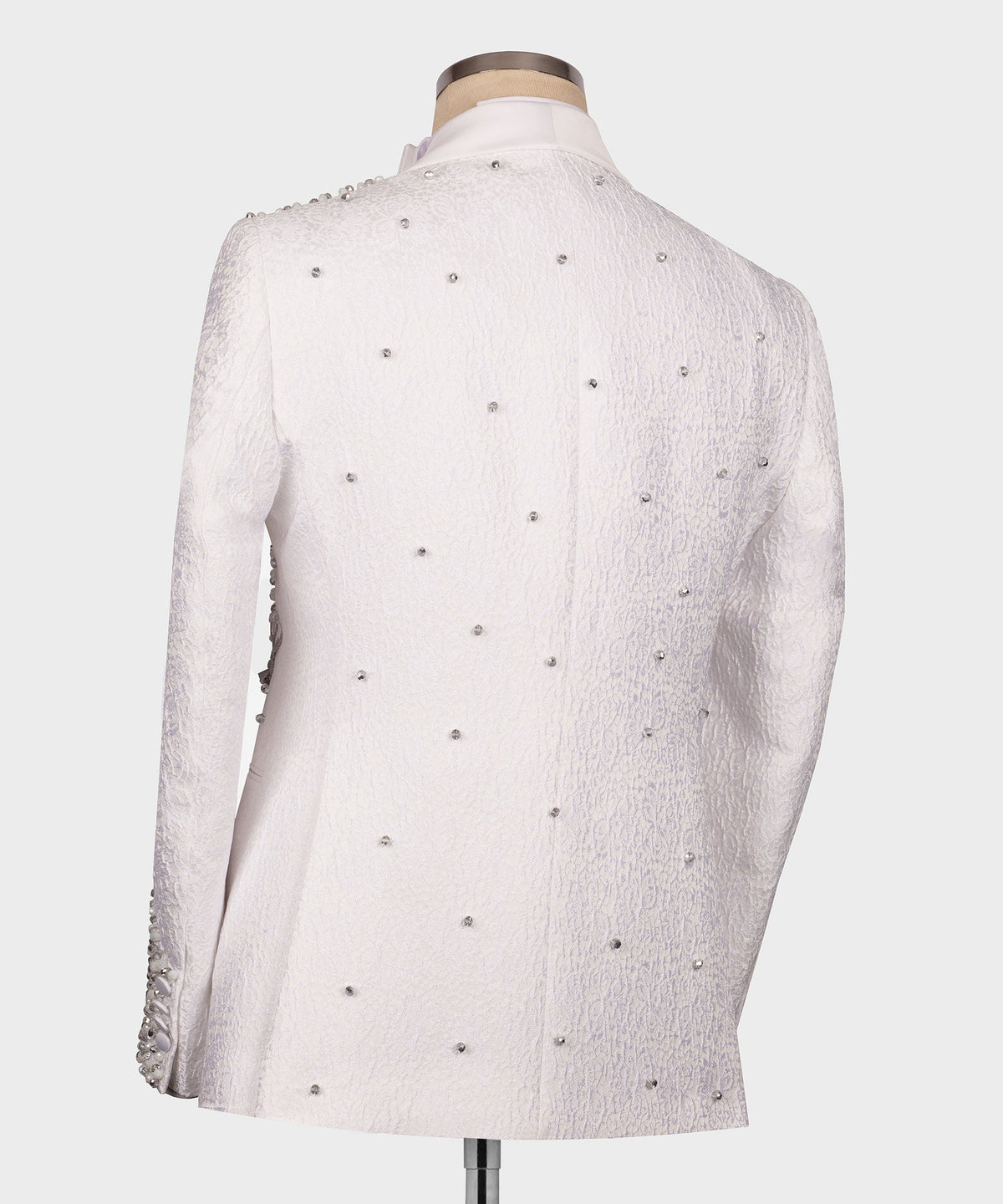 Valerio Milano Men's White Flower Themed Custom Tuxedo Vest Suit & Bowtie