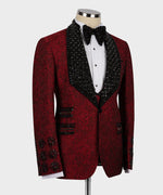 Valerio Milano Black Gem Stone Red Custom Tuxedo