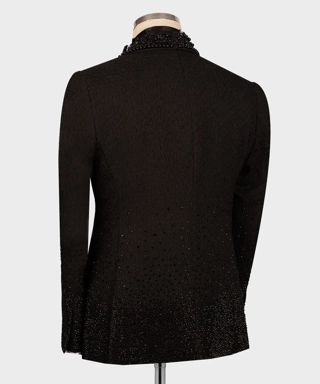 Valerio Milano Black Gem Stone Black Custom Tuxedo Suit