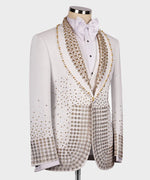 Valerio Milano Gold Gem Stone Detailed White Custom Tuxedo Suit