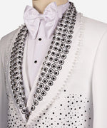 Valerio Milano Black Gem Stone Detailed White Custom Tuxedo Suit