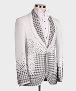 Valerio Milano Black Gem Stone Detailed White Custom Tuxedo Suit