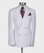 White Double Breasted Gold Button Men’S Suit