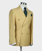 Mustard Double Breasted Gold Button Men’S Suit