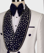 Valerio Milano Men's White Custom Desing Silk Satin Classic Vest Suit W/ Pant