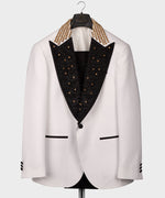 Valerio Milano Gem Stone Pİcked Lapeled Specİal Whİte&Black Tuxedo Suit