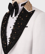 Valerio Milano Gem Stone Pİcked Lapeled Specİal Whİte&Black Tuxedo Suit
