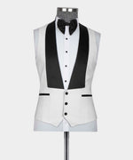 Valerio Milano Gem Stone Pİcked Lapeled Specİal Whİte&Black Tuxedo Suit