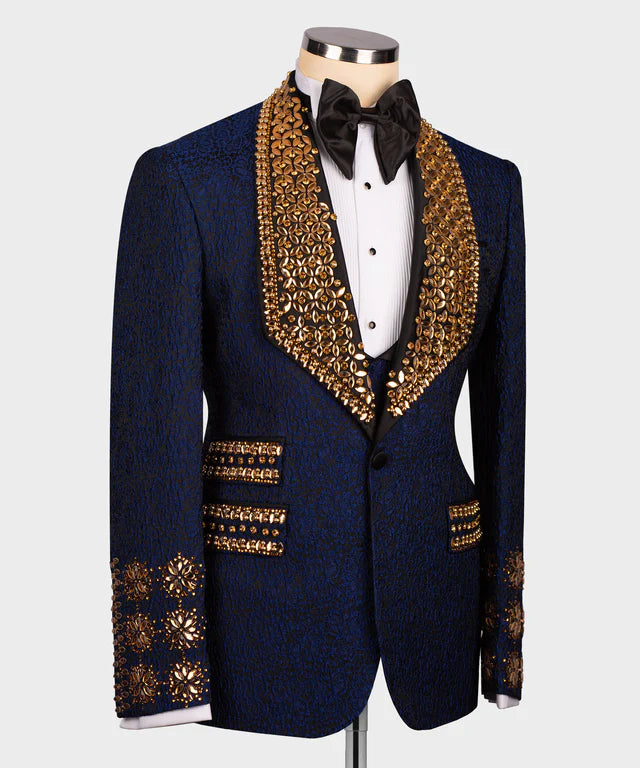 Valerio Milano Gold Gem Stone Dark Blue Special Tuxedo