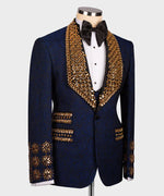 Valerio Milano Gold Gem Stone Dark Blue Special Tuxedo