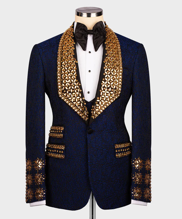 Valerio Milano Gold Gem Stone Dark Blue Special Tuxedo