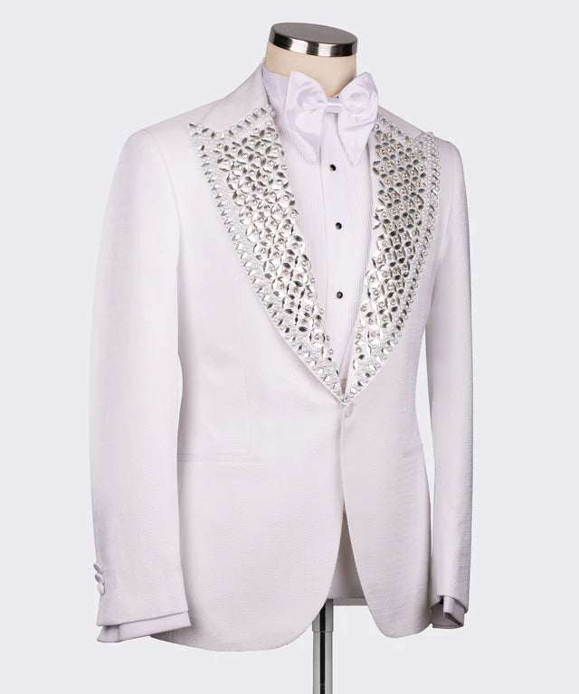 Valerio Milano White Gem Stone White Special Tuxedo Suit