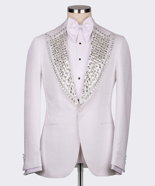 Valerio Milano White Gem Stone White Special Tuxedo Suit