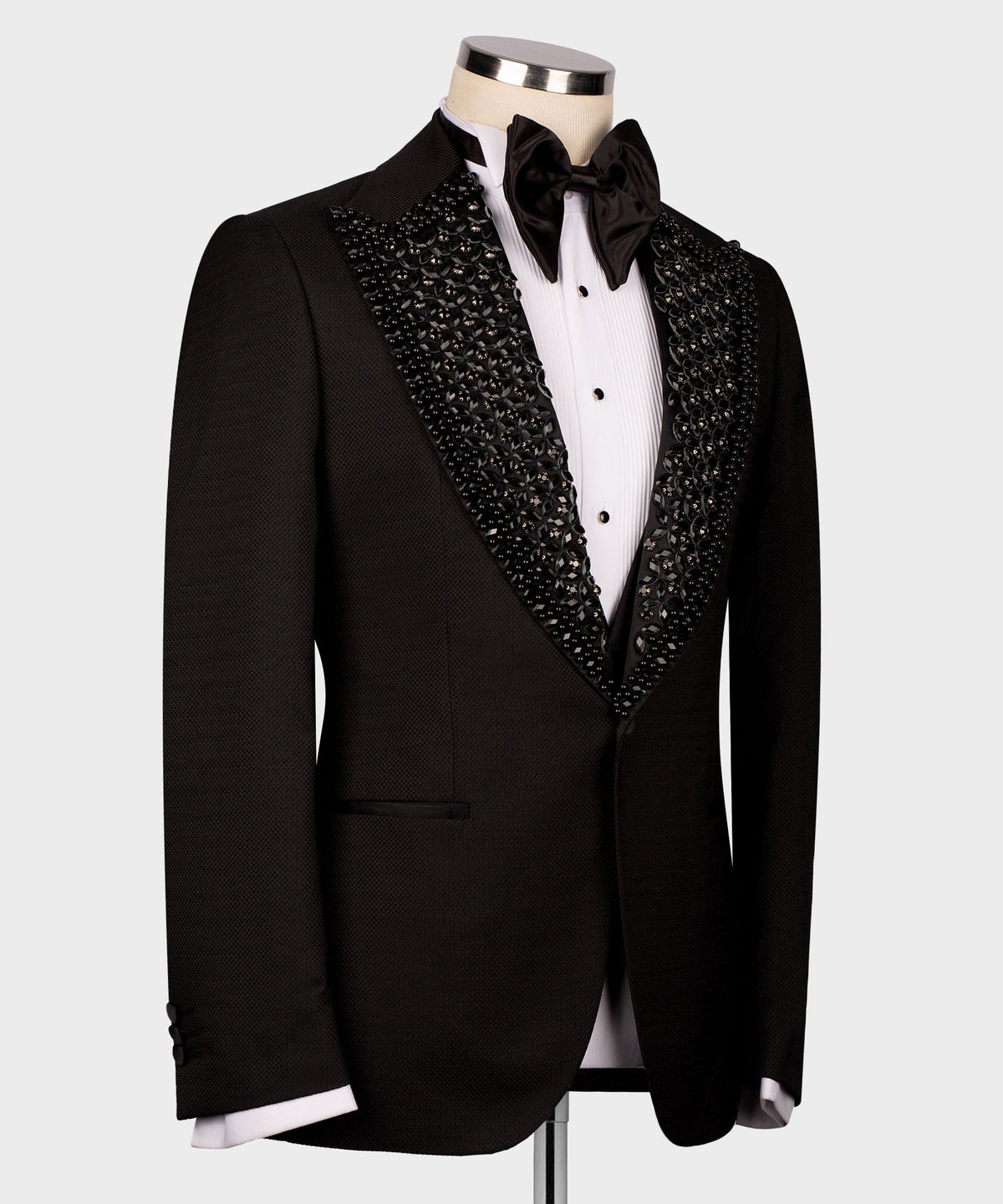 Valerio Milano Men's Black 100% Silk Satin Gem Stone Custom Desing Vest Classic Suit