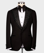Valerio Milano Men's Black 100% Silk Satin Gem Stone Custom Desing Vest Classic Suit