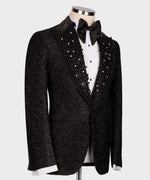 Valerio Milano Men's Black Silk and Wool Custom Design Classic Vest Suit W/ Pant