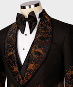 Valerio Milano Flame Pattern Black Custom Tuxedo Suit