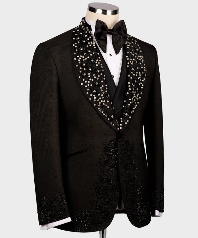 Valerio Milano Handmade Black Custom Design Tuxedo Suit