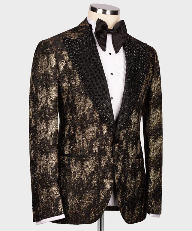 Valerio Milano Brushed Gold Custom Desing Tuxedo Suit