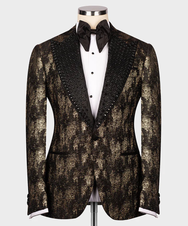 Valerio Milano Brushed Gold Custom Desing Tuxedo Suit