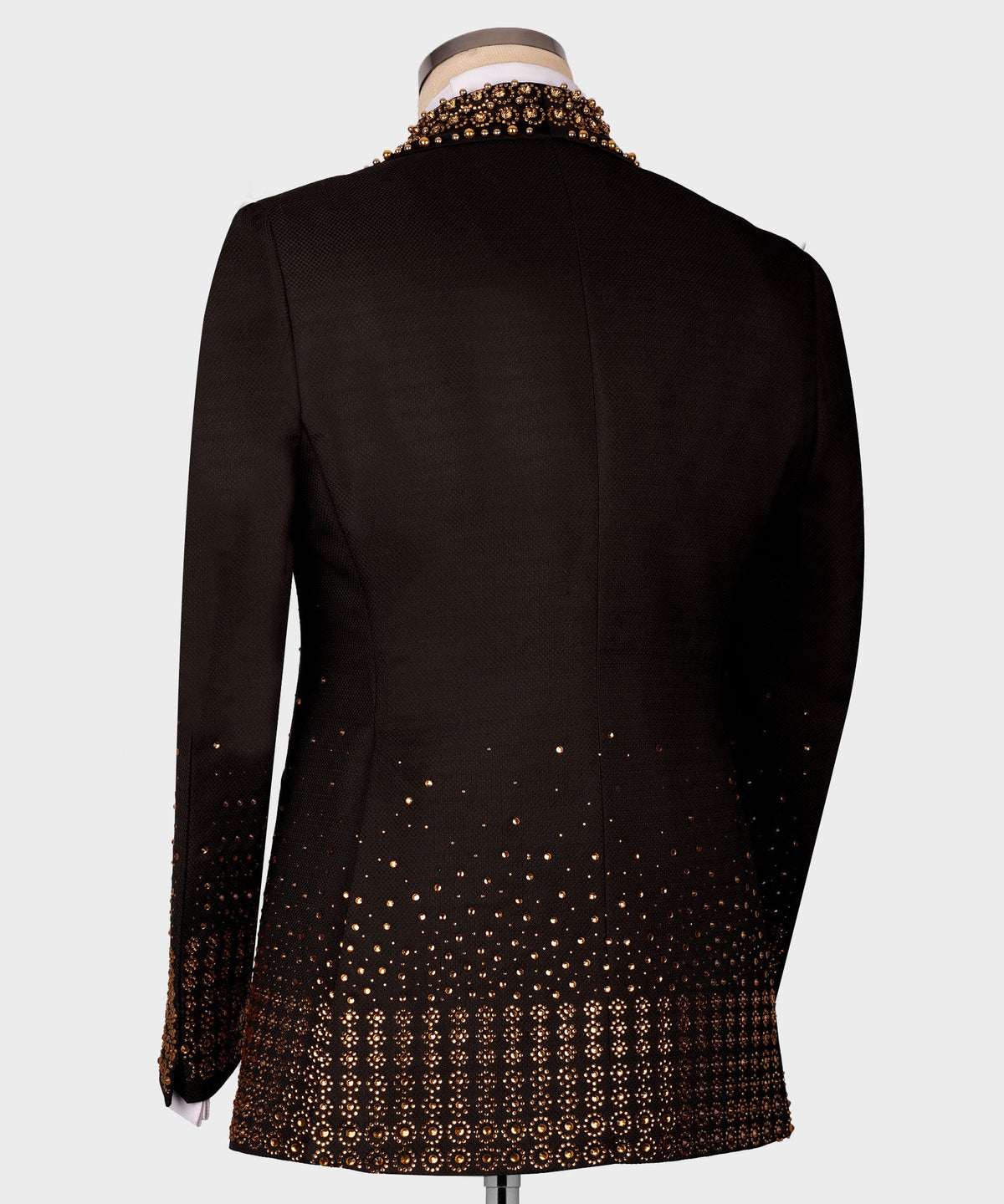 Valerio Milano Men's Gold Gem Stone Detailed Black Custom Tuxedo W/ Bowtie