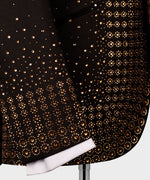 Valerio Milano Men's Gold Gem Stone Detailed Black Custom Tuxedo W/ Bowtie