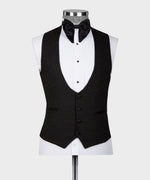 Valerio Milano Men's Black Crystal Jewelried Special Tuxedo Custom Design Vest Suit