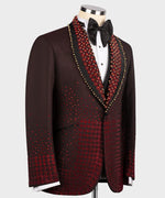 Valerio Milano Round Patterned Custom Burgundy Tuxedo