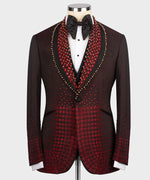 Valerio Milano Round Patterned Custom Burgundy Tuxedo