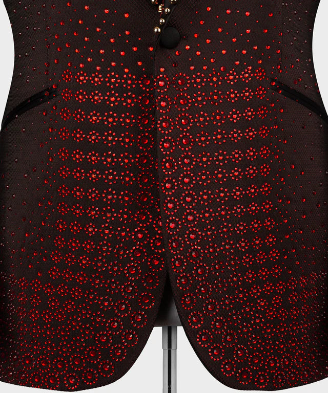 Valerio Milano Round Patterned Custom Burgundy Tuxedo