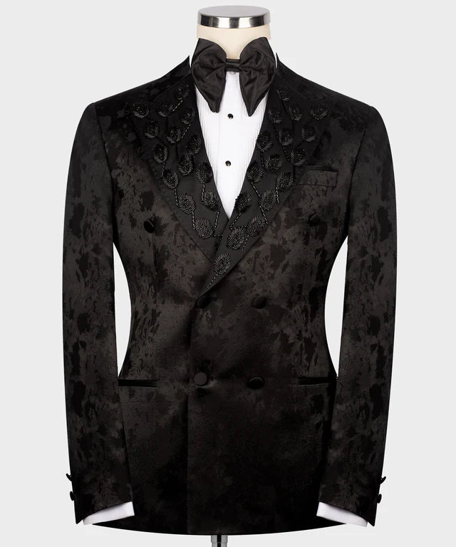 Valerio Milano Black Patterned Custom Tuxedo