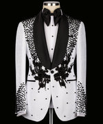 Valerio Milano Men's Flower Embroidered White Custom Vest Suit & Pant