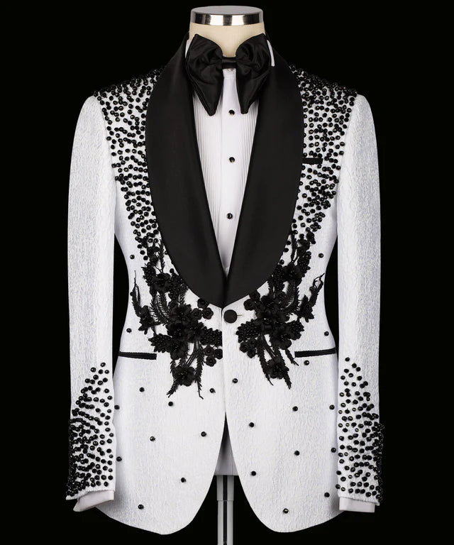 Valerio MilanoFlower Embroidered White Custom Tuxedo