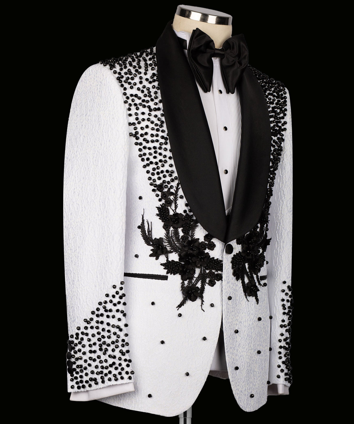 Valerio Milano Men's Flower Embroidered White Custom Vest Suit & Pant