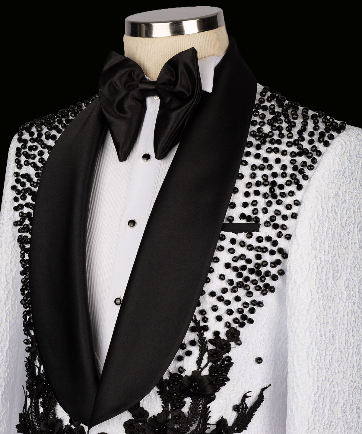 Valerio Milano Men's Flower Embroidered White Custom Vest Suit & Pant