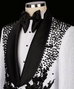 Valerio Milano Men's Flower Embroidered White Custom Vest Suit & Pant