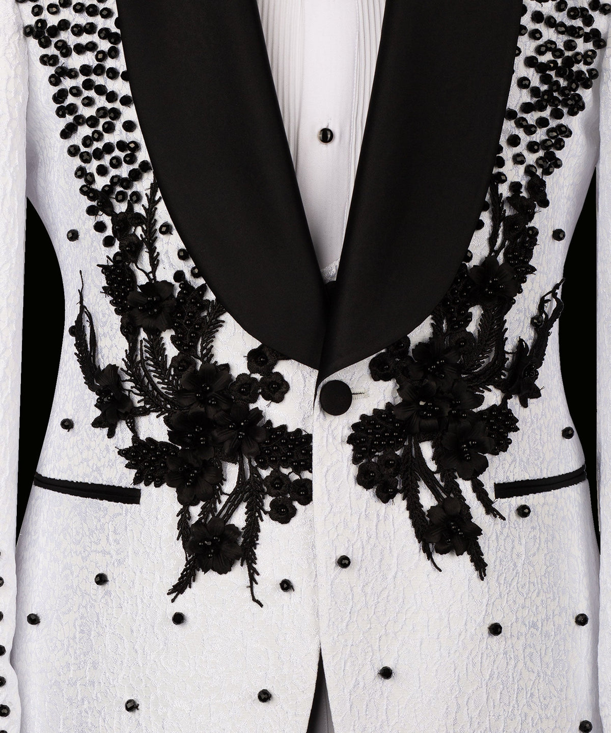 Valerio Milano Men's Flower Embroidered White Custom Vest Suit & Pant