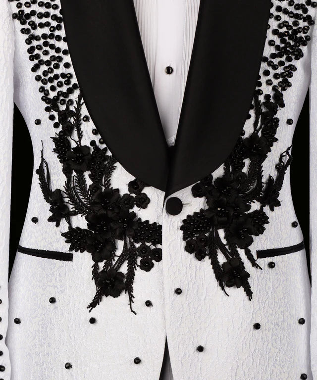 Valerio MilanoFlower Embroidered White Custom Tuxedo
