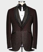 Valerio Milano Satin Lalaped Round Patterned Custom Burgundy Tuxedo